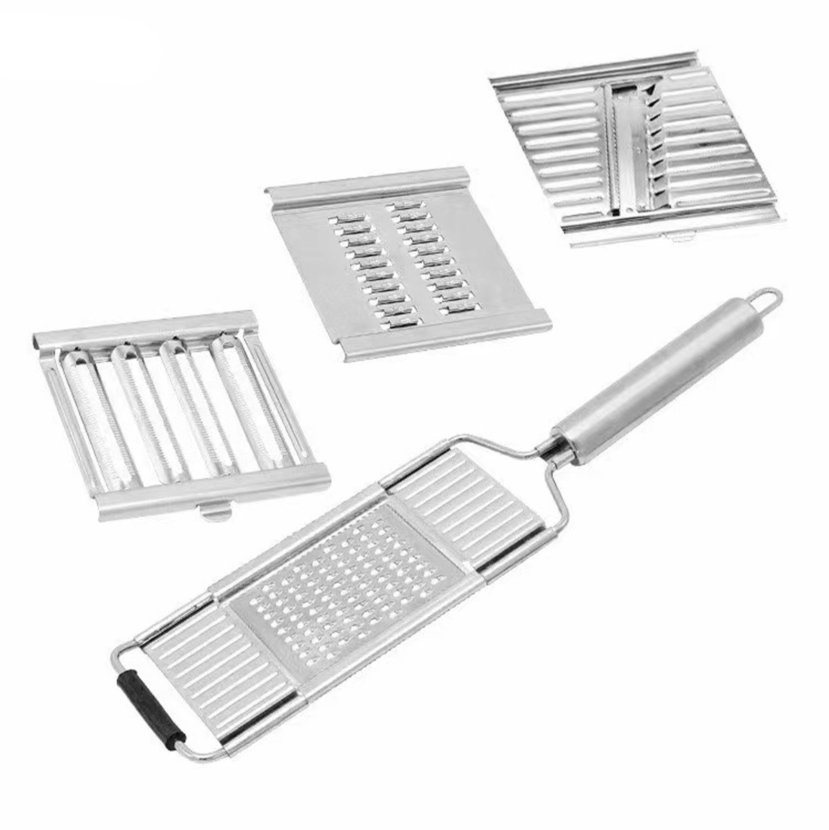 4-in-1 Hand Rasp – Groentesnijder met 4 Verwisselbare Bladen – Fijne en Grove Rasp – Julienne Snijder – Kaasrasp – Handmatige Mandoline