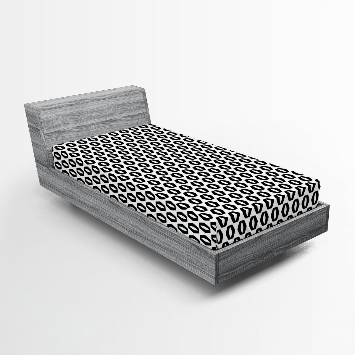 ABAKUHAUS Zwart-wit hoeslaken, monotone zeshoeken, zacht stof beddengoed en allround elastiek, 90 x 200 cm, antracietgrijs