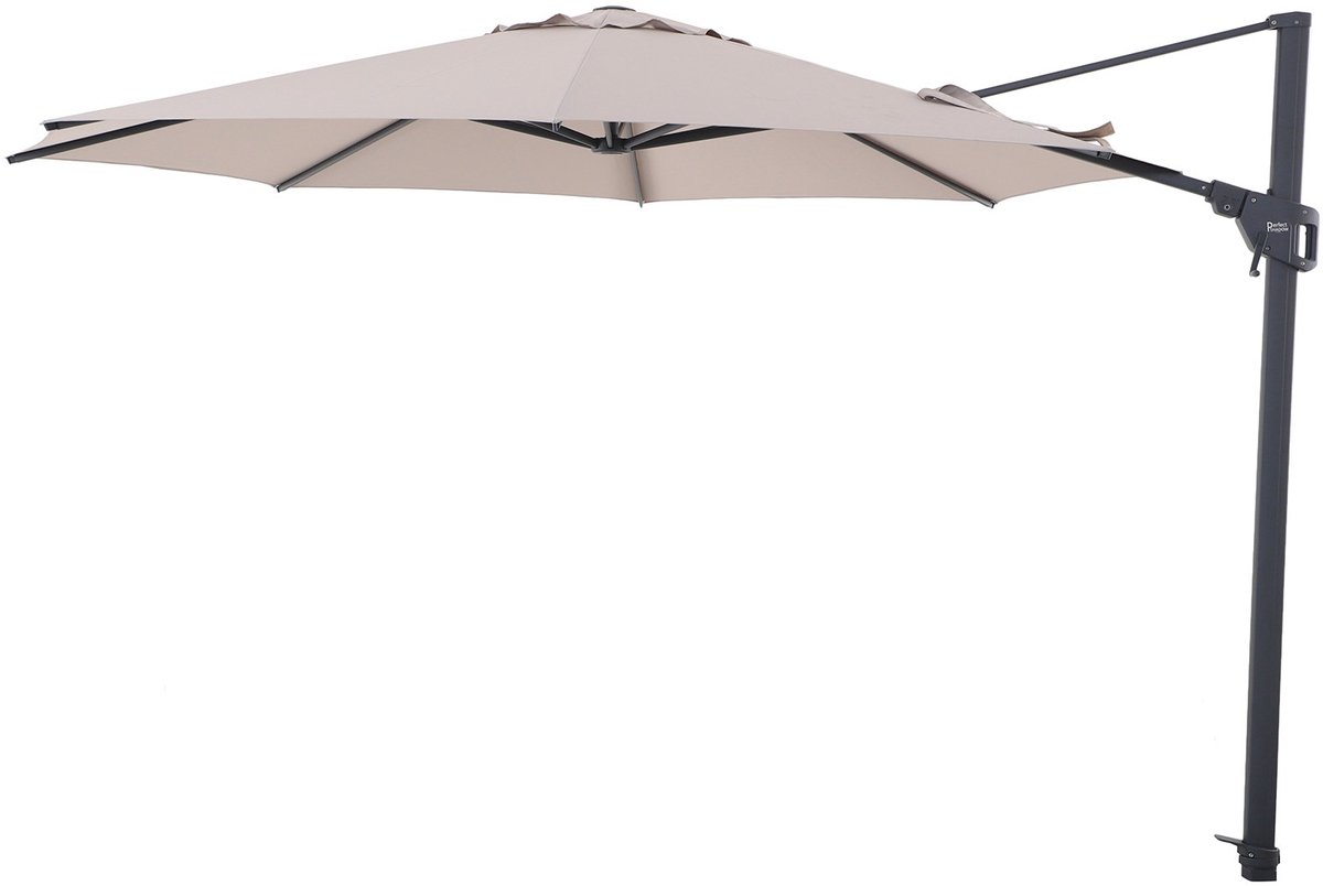Perfect Shadow Luna ronde zweefparasol Ø350 cm. Flex+ - Antraciet/Taupe