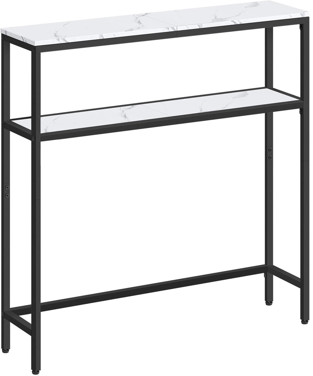 NordHaus Consoletafel Wit - Smalle Haltafel - Sidetable met 2 Planken - Ruimtebesparend Design - 20x80x80 cm