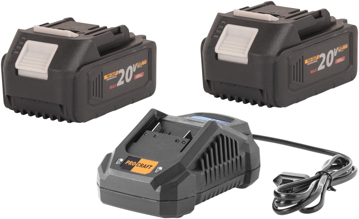 Procraft Starterset 20 V 20/4A snellader + 2x 20/4 accu 4,0 Ah