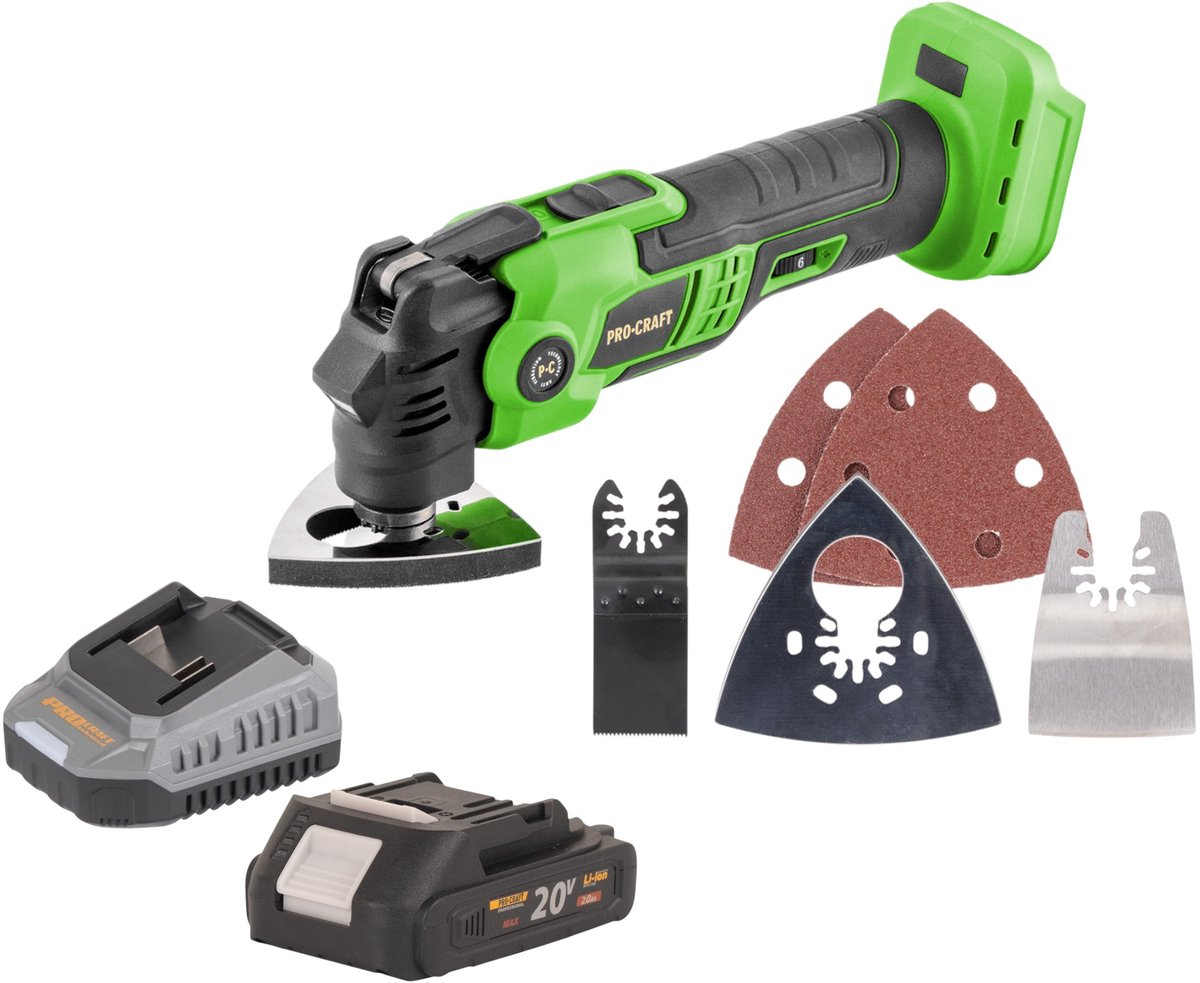 Procraft PMT22bb accu multifunctioneel gereedschap 20 V Brushless + 1x accu 2,0 Ah + oplader