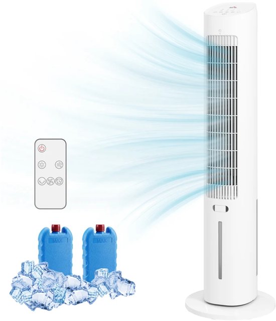 3-in-1 luchtkoeler ventilator met bevochtiger, 3 snelheden, 48° oscillatie, 3L watertank, timer, afstandsbediening, stil