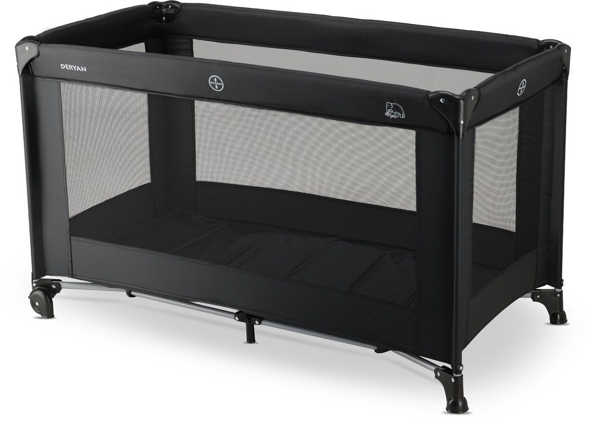 Bol.com Deryan Believer Campingbedje met Matras - 120x60 cm - 0-5 Jaar - Zwart aanbieding