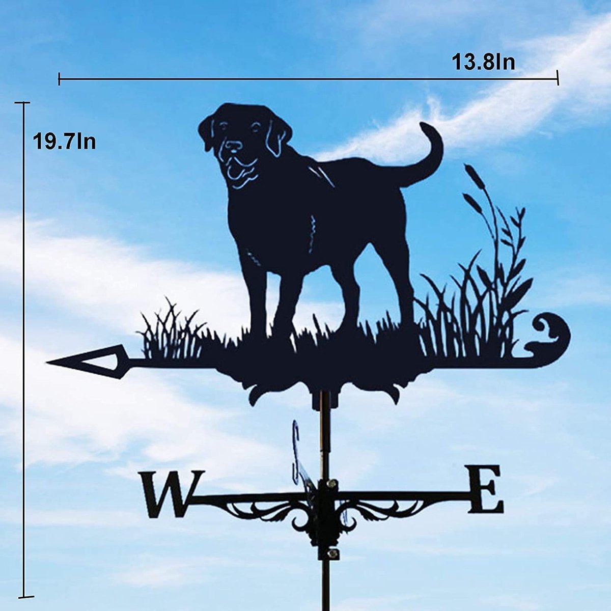 Allecto - Dierlijke metalen weervaan - Vintage zwarte windrichtingsindicator - 50x35cm - Tuin decoratie - Weerwijzer voor buiten - Geschikt voor el...