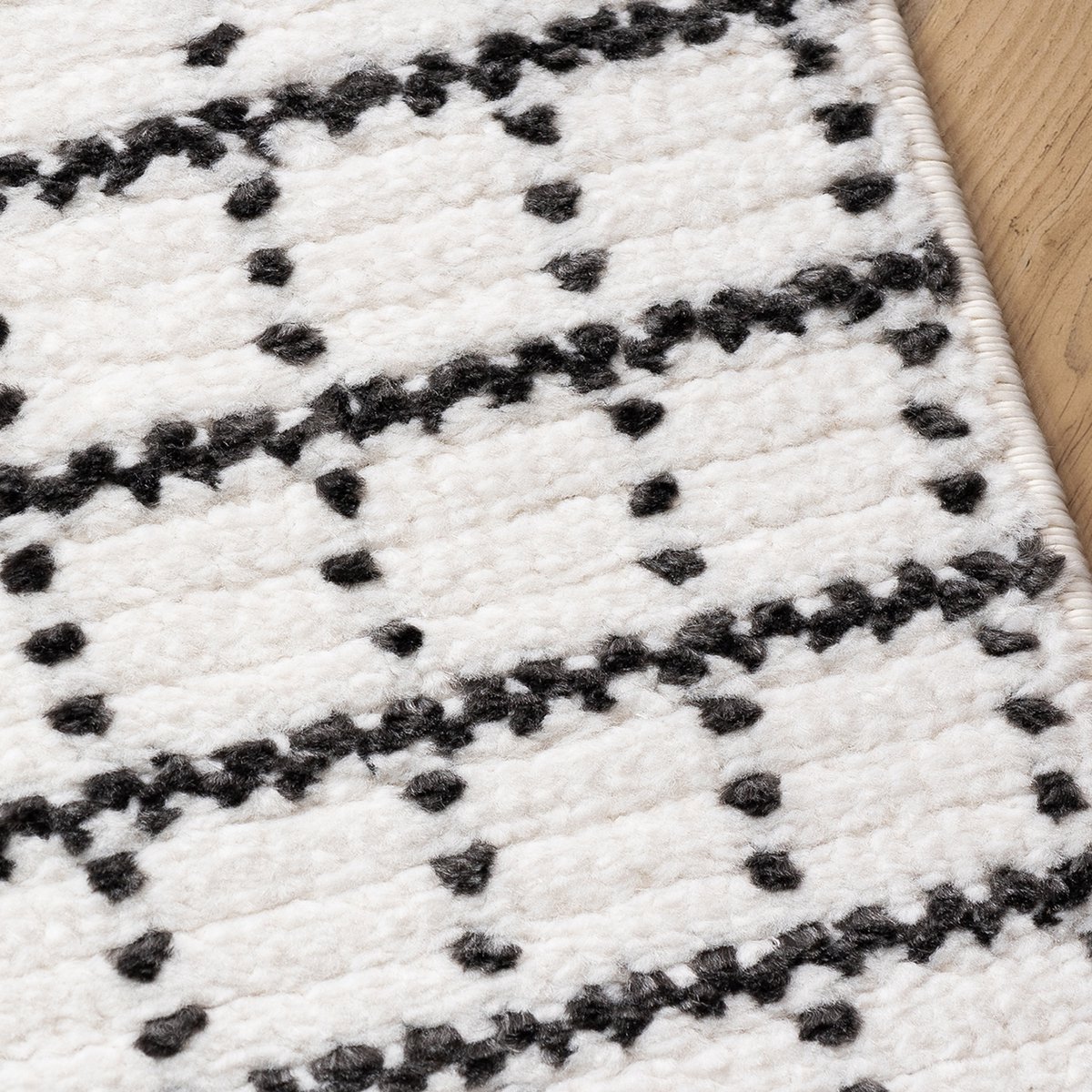 Premium Natural Look Vloerkleed – Raster Crème-Antraciet - 80cm x 220cm