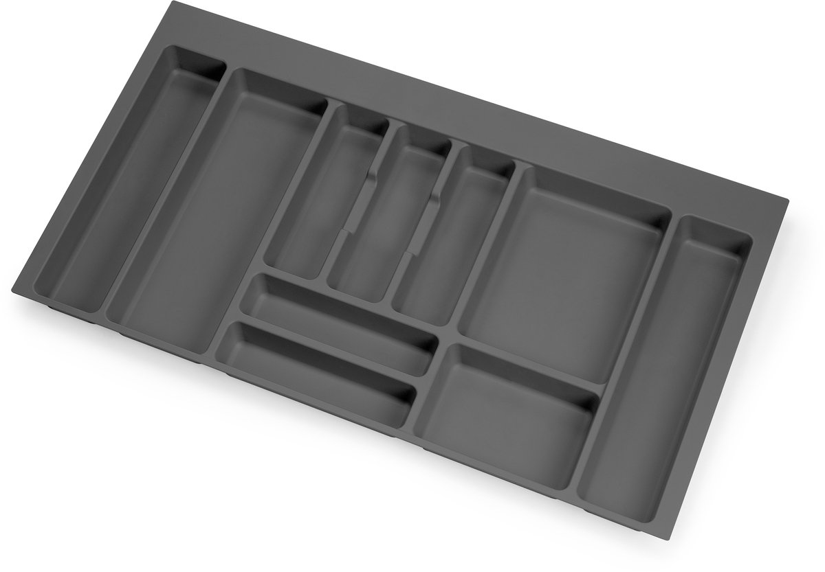 Emuca Optima besteklade voor Universele lade, module 400mm, Plastic, Antracietgrijs