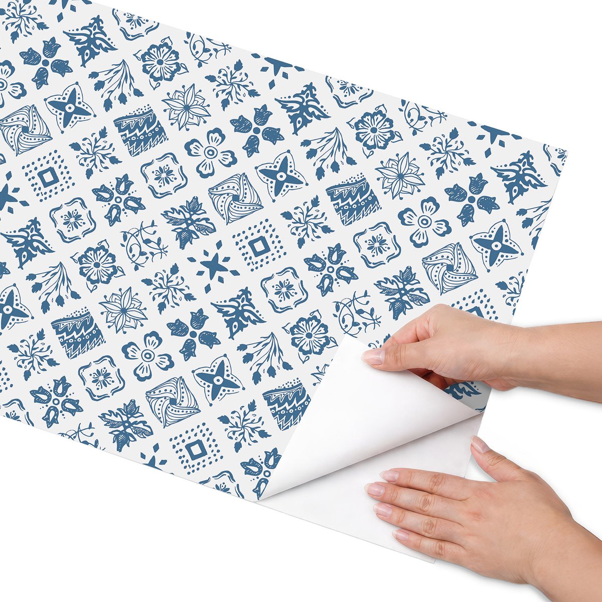 Coloray Meubel Wrap Folie - Blauw Meubelfolie - 50x100 cm - Decoratiefolie Boho-patroon - Meubel Wrap Folie - Boho Meubelfolie - Plakfolie Meubels - Keuken decoratie - Achtergronden en patronen