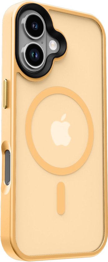 Coque de téléphone dorée avec dos mat et anneau magnétique pour MagSafe.