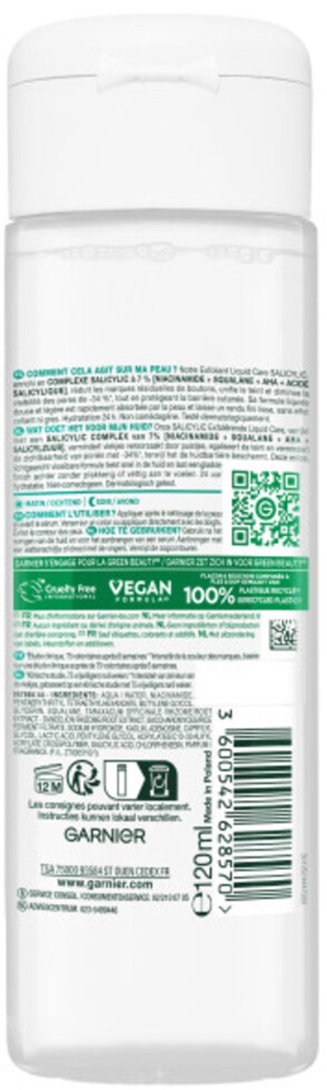 6x Garnier Pure Active Salicylic Exfoliërende Liquid Care 120ML