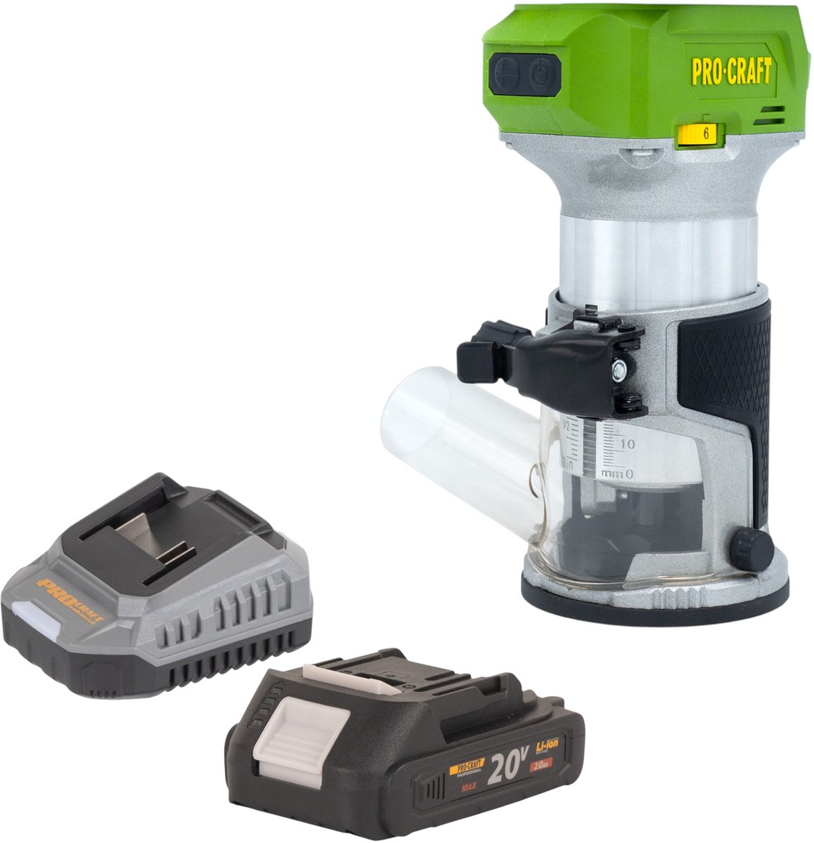 Procraft POB24bb accu multifunctionele frees 20 V 6 / 8 mm borstelloos + 1x accu 2,0 Ah + oplader
