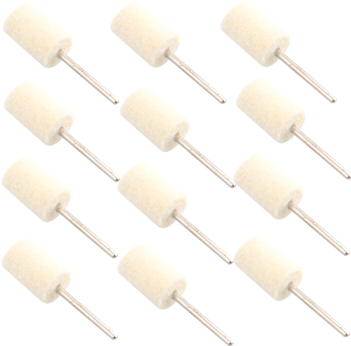Allecto - Felt Polijstwielen - Polijstset - 12 stuks - Geschikt voor Sieraden, Glas, Steen, Keramiek - Nail Art - 12 mm