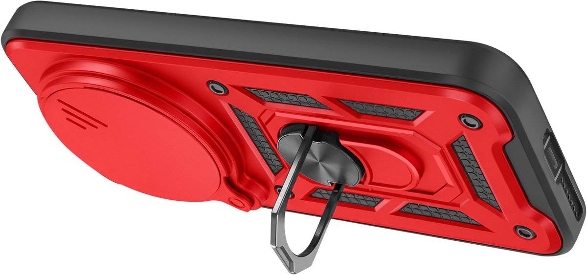 Mayaxess, Hoesje geschikt voor Xiaomi 17 Ultra - Camera Schuif & Magneet Ring, Rood