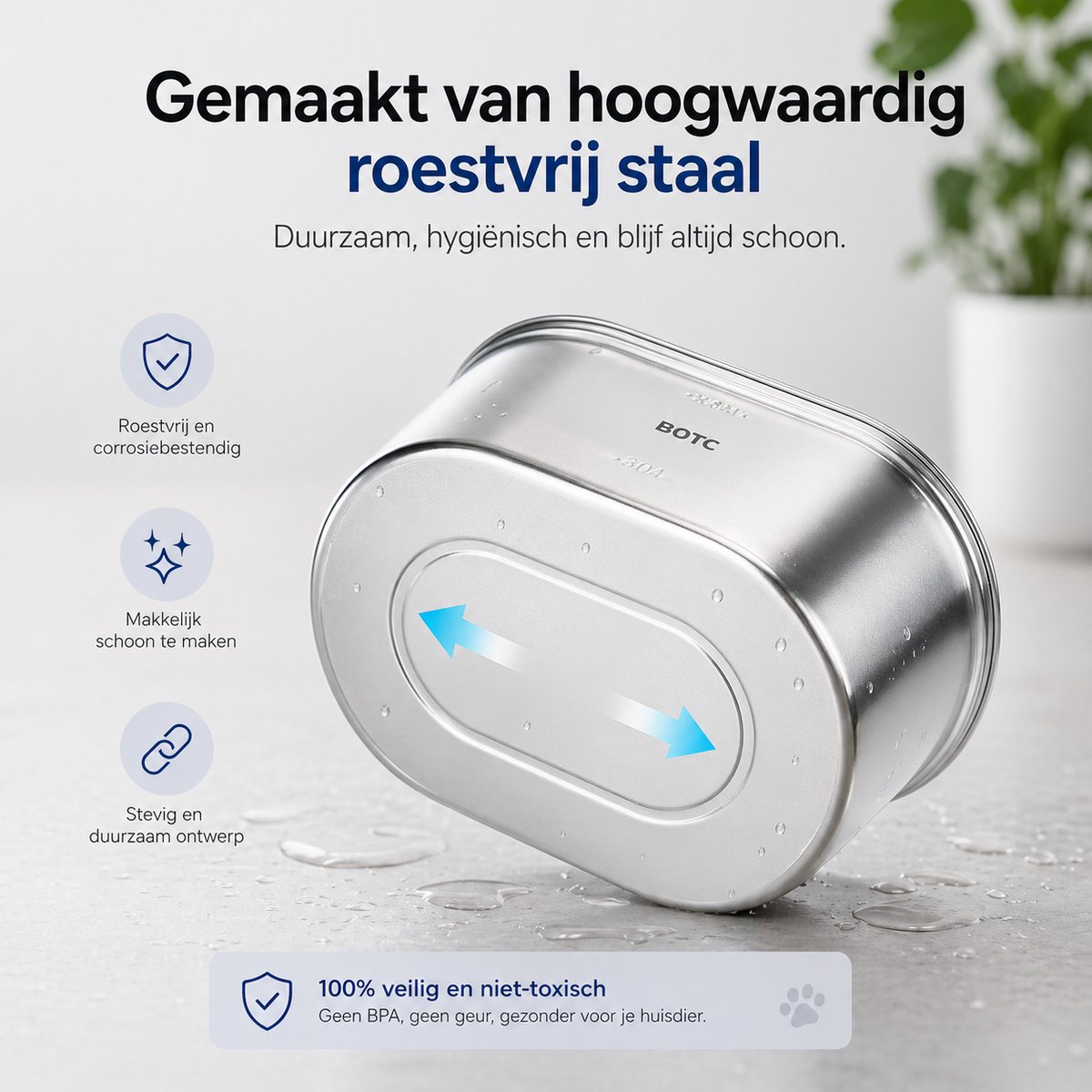 BOTC Drinkfontein Kat en Hond - Waterfontein Kat - 108oz/3.2L - Verkoeling Hond/Kat - Dieren drinkbakken - Waterdispenser - RVS thumbnail 8