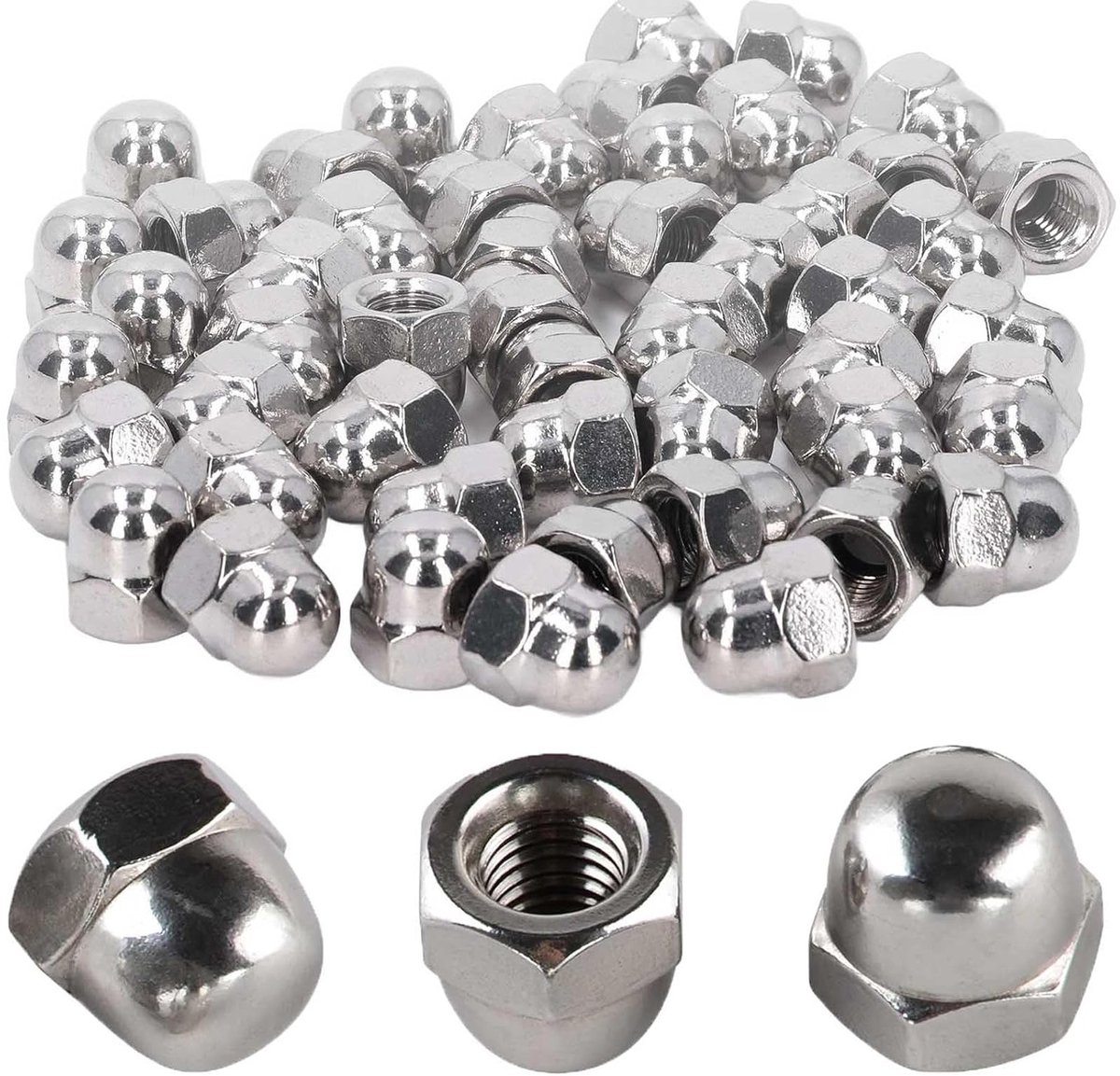 20 Stuks M10 RVS Cap Nuts - Hoedmoeren A2 V2A voor Schroeven, Draadstangen en Bouten