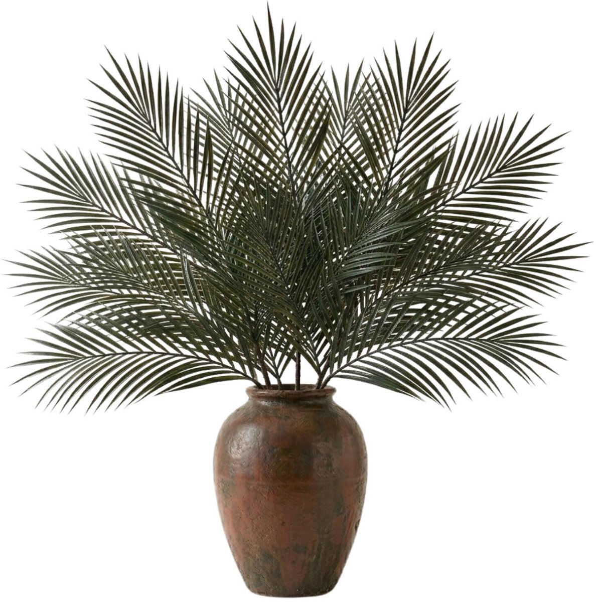 Mica Decorations Kunstblad - 8x - groene Areca/goudpalm - kunsttak - kunstplant 95 cm