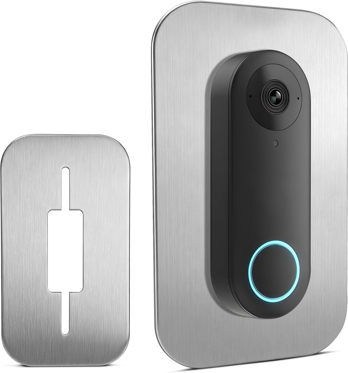 Roestvrijstalen Behuizing voor Deurbel met Camera, Montageplaat voor Buiten, Bescherming voor Oude Gaten en Kabels, Installatieaccessoire voor PoE en WiFi Deurbellen