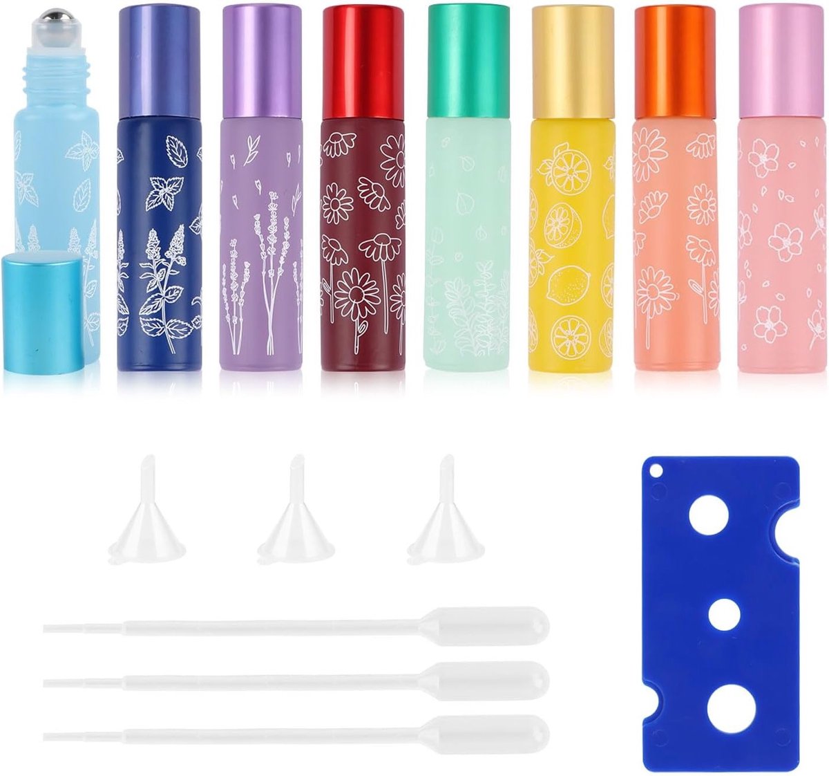 Glazen rollerflessen 10 ml voor etherische olie - set van lege rollerflessen met roestvrijstalen rollerballen - geschikt voor etherische oliën, parfums en cosmetica