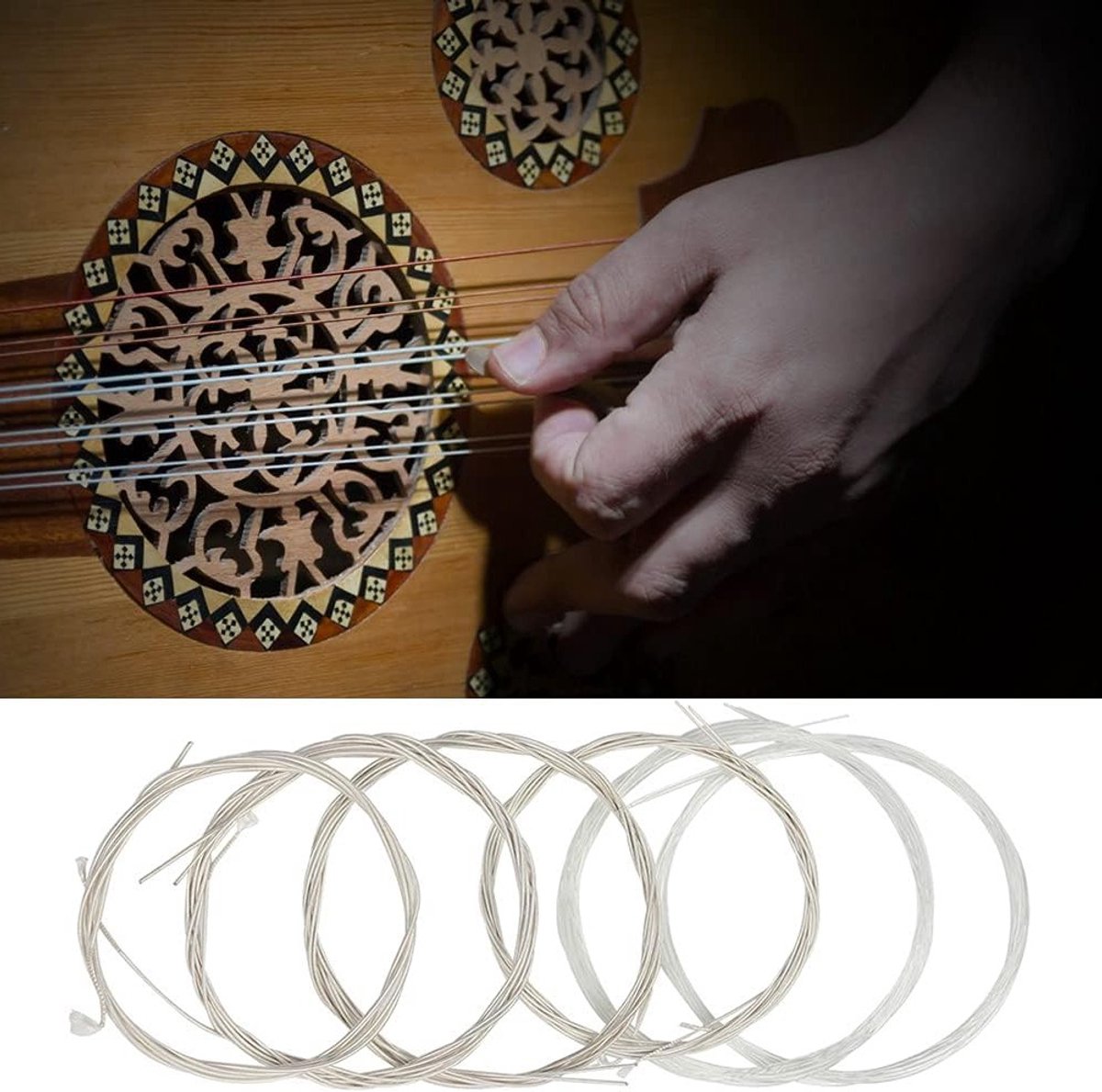 Set van 10 Duidelijke Nylon en Zilver Geplateerde Koper Versterkte Snaren voor Oude Muzikanten - Verbeterde Resonantie en Duurzaamheid