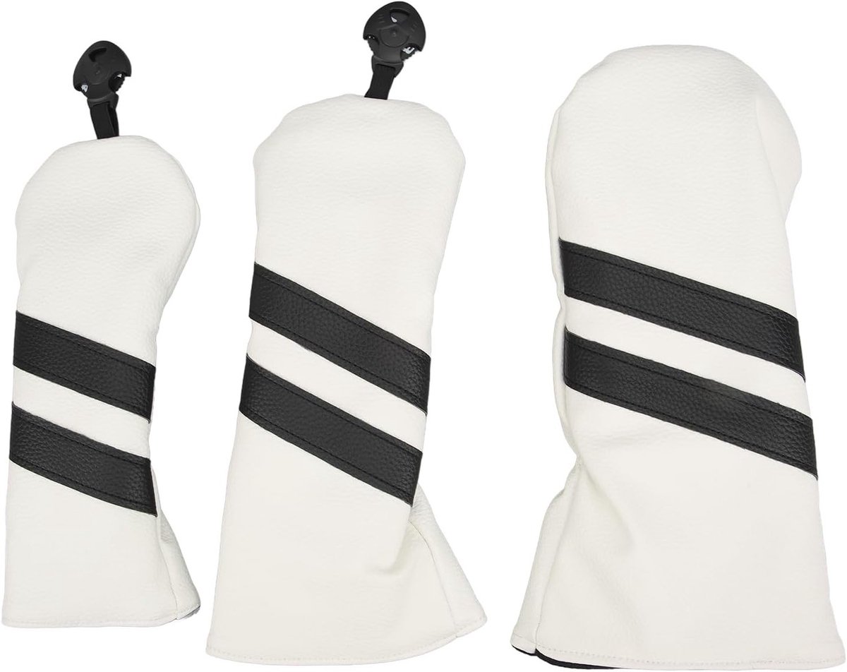 Set van 3 Golf Club Hoofdkappen, PU Bescherming voor Driver, Fairway Wood en Hybrid met Draai-label voor Sport en Buitenactiviteiten