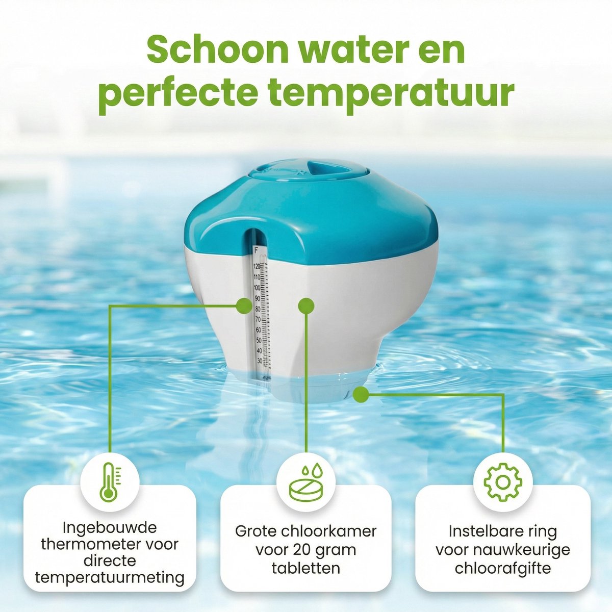 Zwembad Onderhoudspakket - Onderhoud Zwembad - bevat Chloor - Chloordrijver - PH-min - PH-plus - Testrips en Anti Alg (6-delig) – foto 3