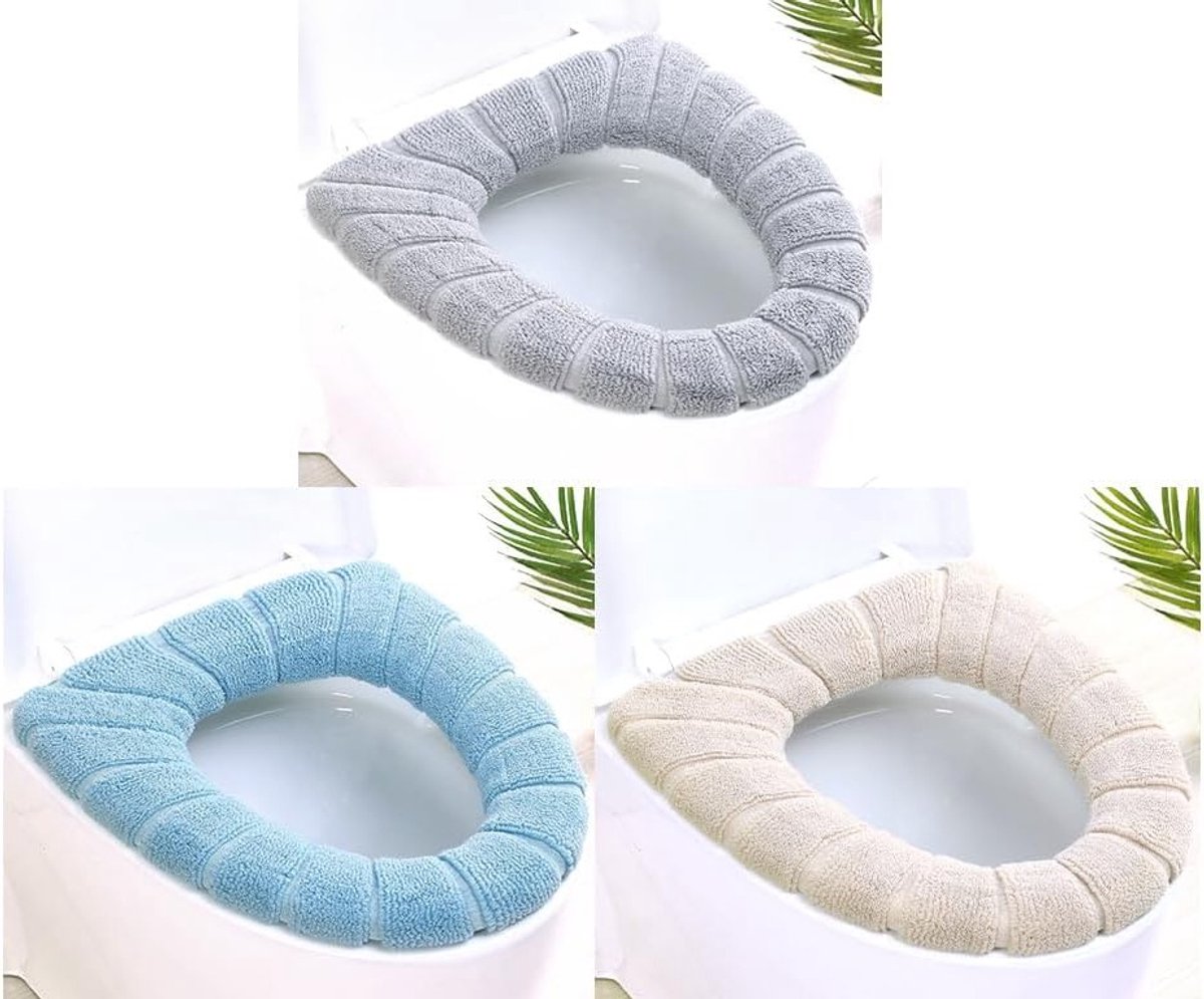 3-delige Wasbare Toiletbril Bescherming, Comfortabele Toiletzitting Hoes, Hygiënische Toiletten Accessoires in 3 Kleuren