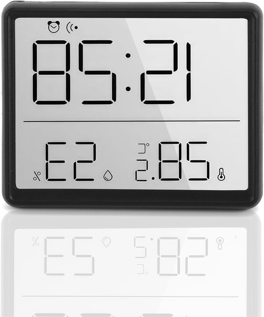 Digitale Weerklok met Temperatuur- en Vochtigheidsweergave, LCD Scherm, Compact Ontwerp voor Thuis, Kantoor en Studenten, 12/24 Uur Formaat, Batterijvoeding
