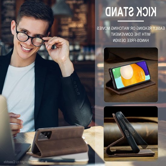 Premium Leren Hoes voor Galaxy A53 5G, Vintage Nubuck, Vouwbare Flip Wallet met Kaartsleuven en Schokbestendige Bescherming van Merkloos — afbeelding 3