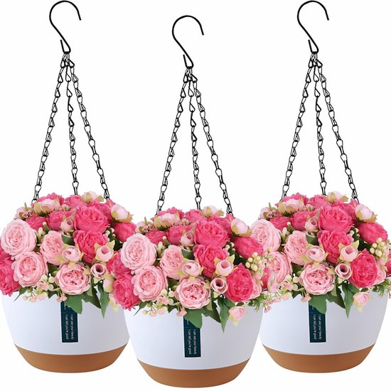 Allecto - Hangende Bloempot - 3-delige Set - Modern en Stijlvol - Wit - Bloem Pot - Perfect voor Binnen en Buiten - Inclusief Ophangmechanisme