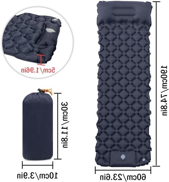 Ultralichte Zelfopblazende Campingmat voor Kamperen en Reizen, Ideaal voor Tent en Buitenactiviteiten, Met Voetpomp en Comfortabel Ontwerp van Merkloos — afbeelding 2