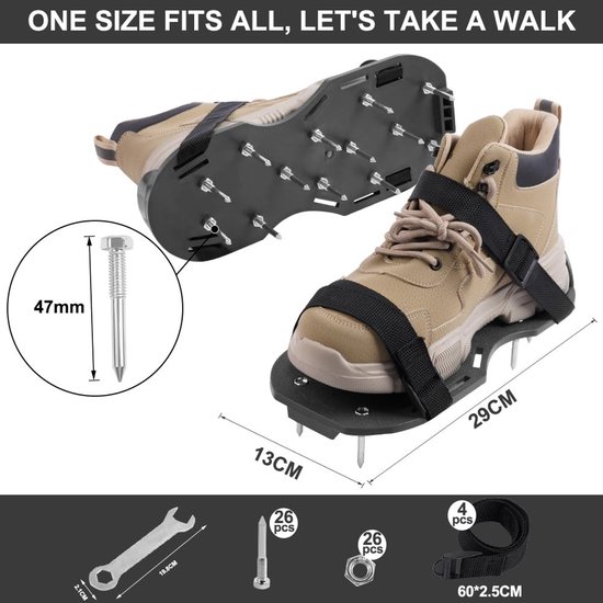 Schoenen met spijkers voor gazon- en tuinbeluchting - 42 mm beluchtingsschoenen met verstelbare bandjes - sandaal beluchter gazonschoenen - gazonbeluchtingsschoenen - zwart van Merkloos	 — afbeelding 5