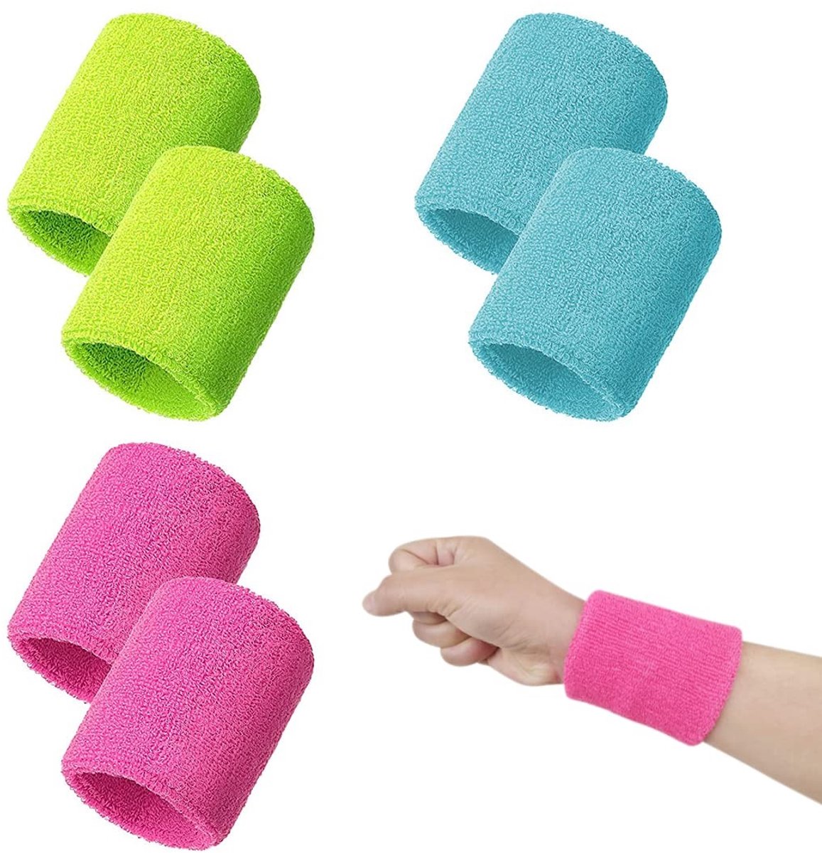 aladdien - Bandeau de Transpiration - Sport Armbanden - Zacht en Ademend - 6 Stuks - Voor Basketbal en Gymnastiek - Comfortabel en Functioneel