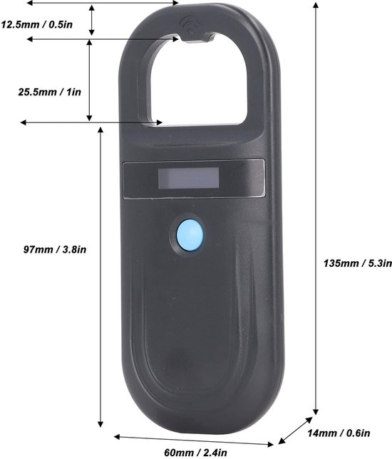 Usb Micro Chip Reader Handheld Pet Microchip Scanner - Dier-ID Reader met OLED Display en USB ...