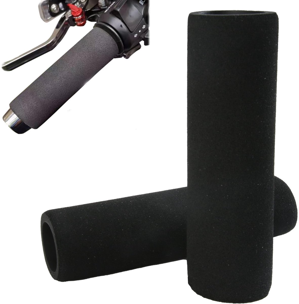 Allecto - Motorfiets Foam Handgrepen - Anti-slip - Vibration-absorberend - 2.5-3.5 cm - UV-bestendig - Comfortabele grip - Geschikt voor motorfiets...