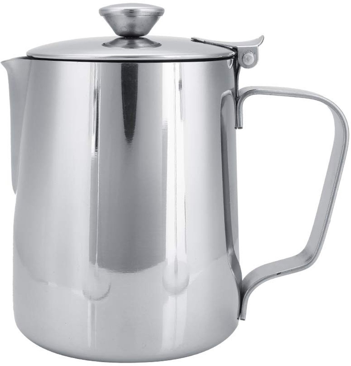 RVS Melkopschuimer Koffiekannetje 350ml met Deksel - Perfect voor Latte Art