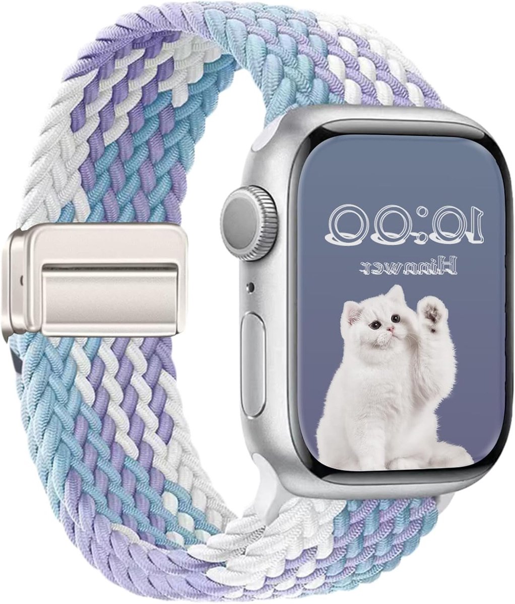 Nylon Horlogeband voor Apple Watch 45 mm, 44 mm, 42 mm en 49 mm met Magnetische Sluiting, Geschikt voor iWatch Ultra 2, SE, Series 10, 9, 8, 7, 6, 5, 4, 3, 2, 1 - Paars, Duurzaam en Comfortabel