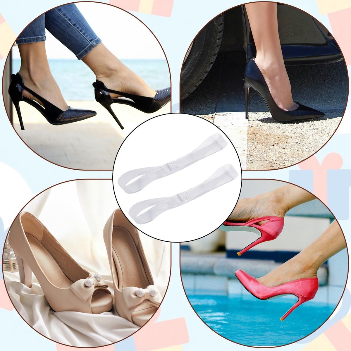 Allecto - Hoge Hakken Schoen Straps - Transparante Bandjes - Anti-Verlies - Dames - Comfortabele Hakken - Perfect voor Feestjes - Elegant