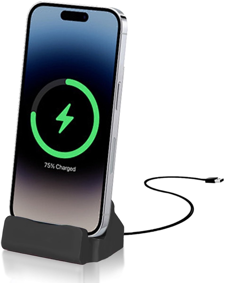 Type-C Oplaadstation en Telefoonstandaard - Zwart - Voor Thuis en Kantoor