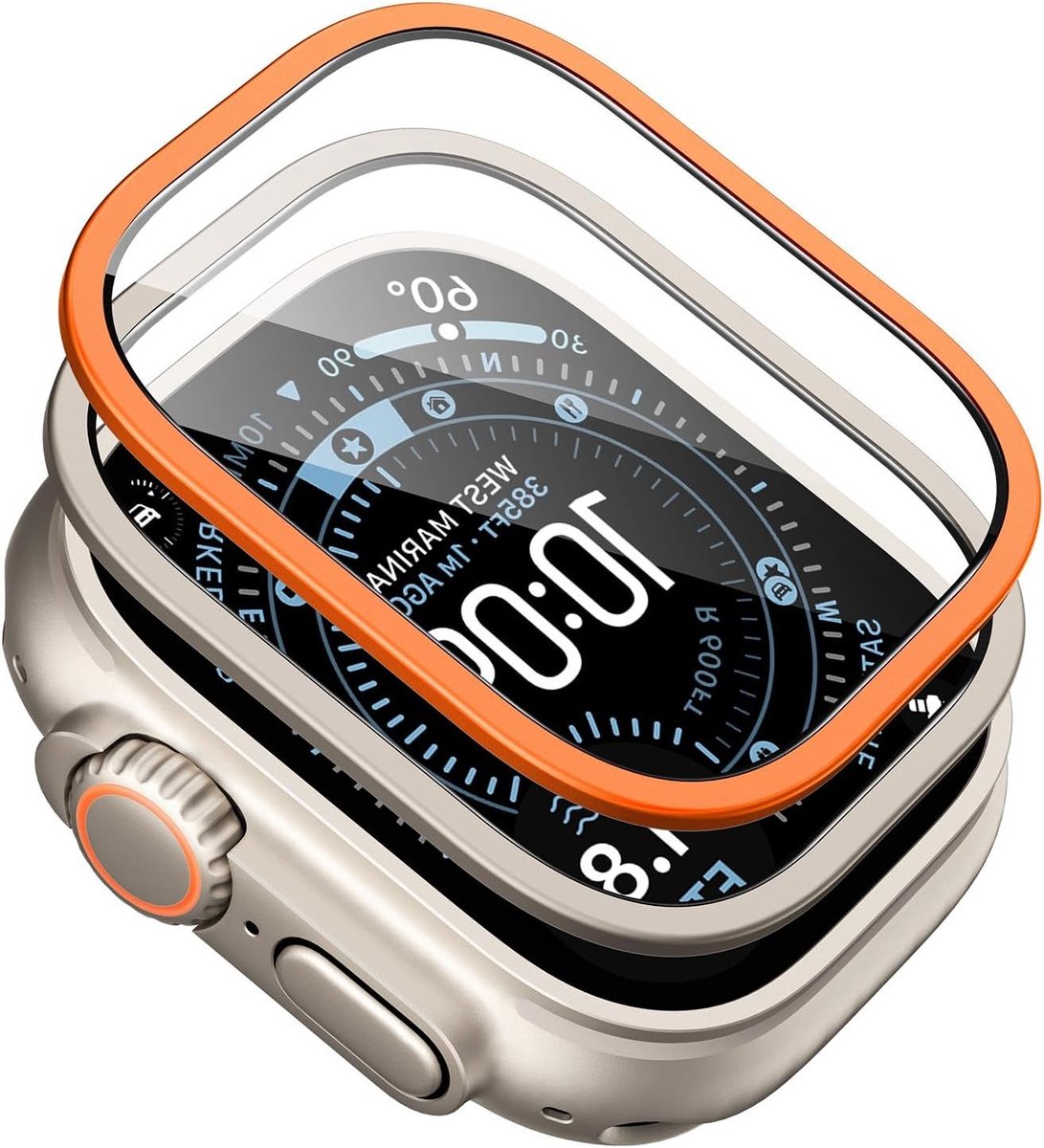 Pack van 2 Schermbeschermers voor Apple Watch Ultra 49mm - Militaire Bescherming, Krasbestendig, Tempered Glass met Aluminium Frame