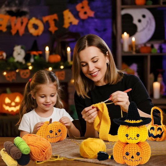 Complete Haakset voor Beginners met Halloween Pompoen, Haaknaalden, Wol en Handleiding voor DIY Creaties van Merkloos — afbeelding 5