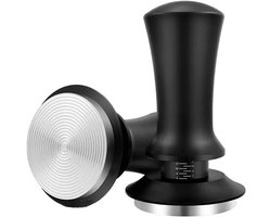 Koffie-tamper 58 mm met auto-rebound veer, roestvrij staal, barista-accessoires voor perfecte espresso, zwart