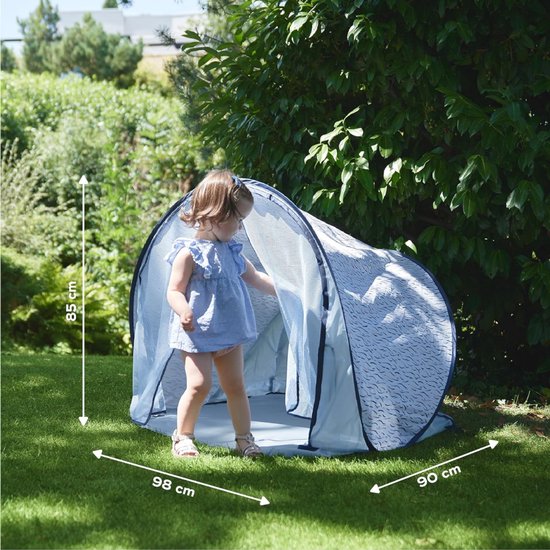 YOR® Strandtent uv Bescherming - Strandtent Baby Pop Up – Strandtentje Extra Licht – Strandschelp – Strand Tent – Zonbescherming – Pop Up Tent - Voor in de Tuin, Strand, Vissen Etc, - Blauw - 98cm x 90cm x 85cm — afbeelding 2