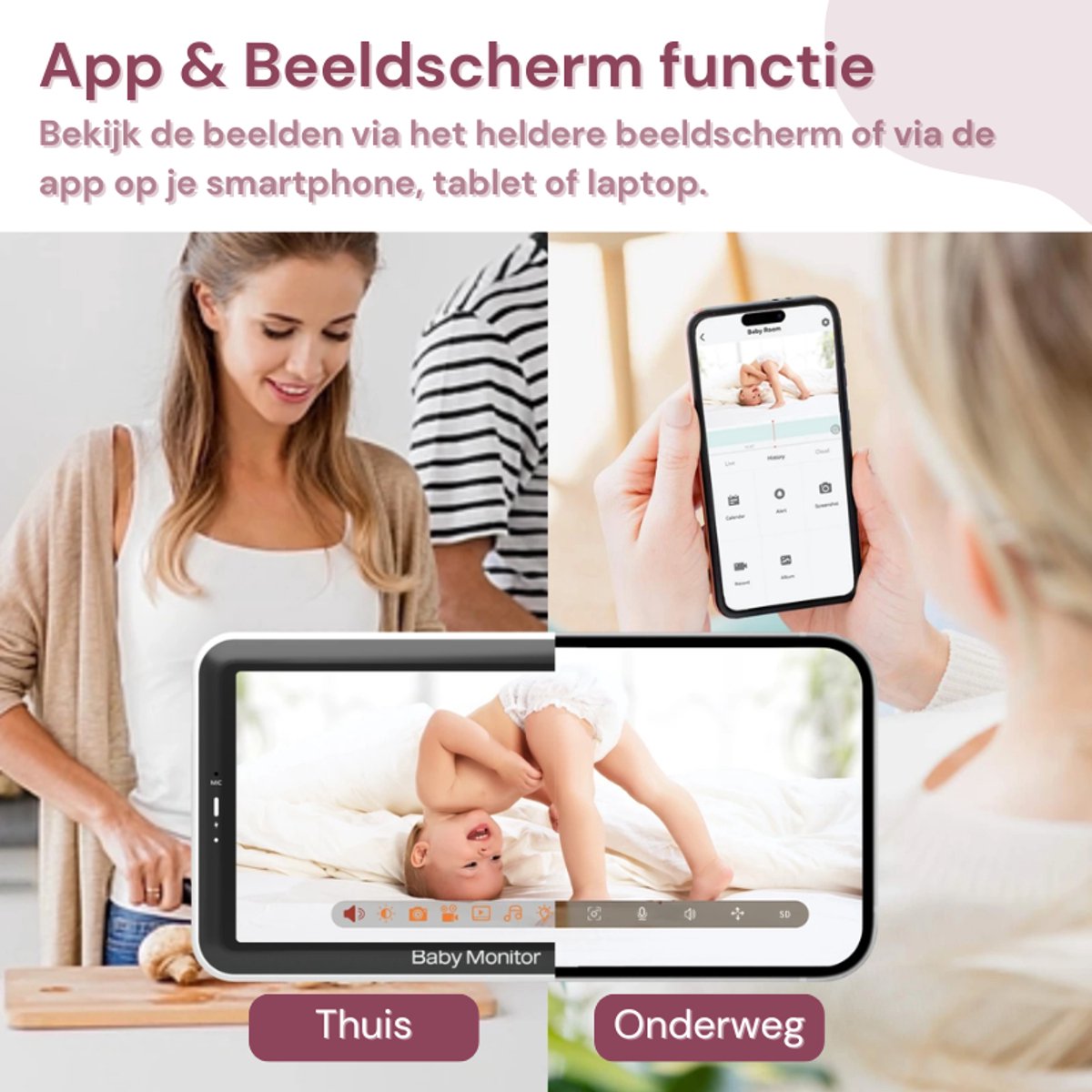 Youha Babyfoon - Babyfoon met Twee Camera's, Kleuren - afbeelding 3
