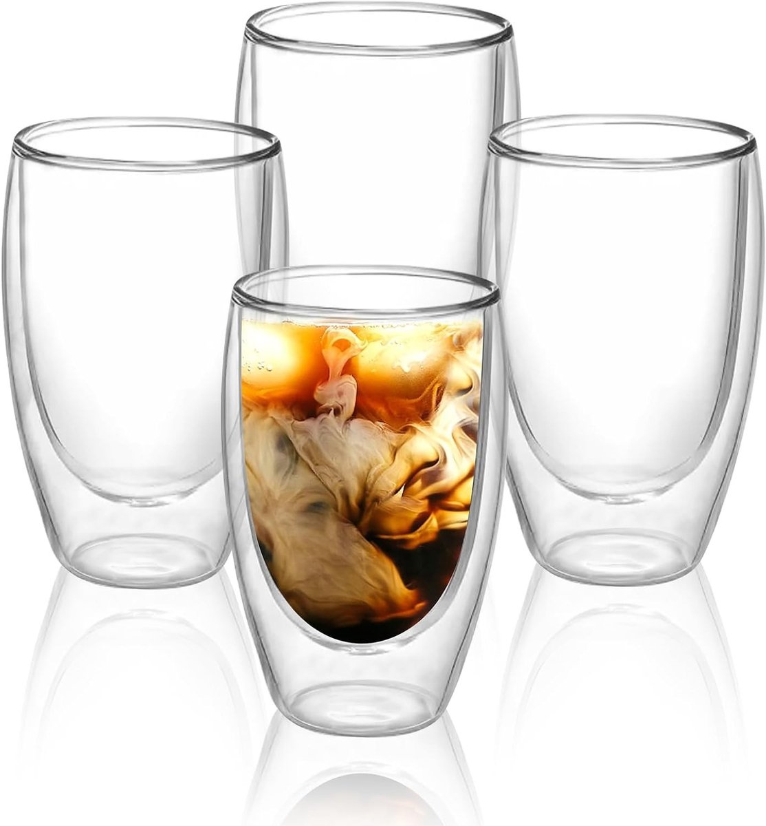 Set van 4 Dubbelwandige Glazen voor Latte Macchiato - 450 ml Borosilicaat Glazen voor Koffie, Cappuccino en Thee, Isolerende Mokken voor IJsdranken