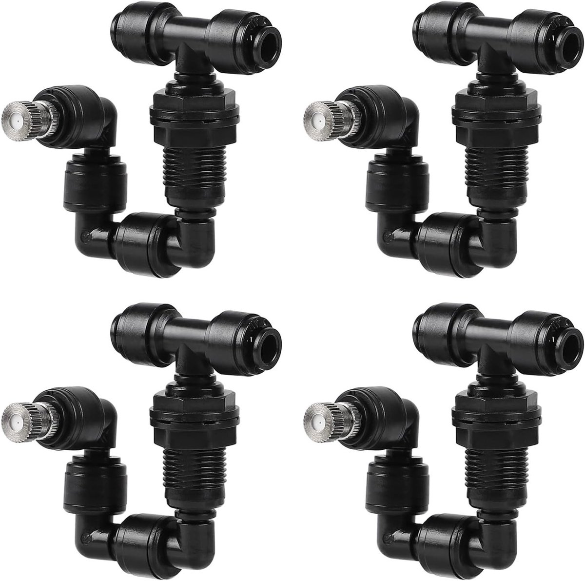 4pcs Reptile Fogger Single Nozzles - 360° Adjustable Mist Sprinkler Nozzle - Black for Rainforest Terrarium - Reptile Habitat Accessory