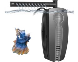 Aquariumfilter voor 20-600 liter, verstelbare binnenfilter, stille pomp met twee wateruitlaten voor vissen en schildpadden