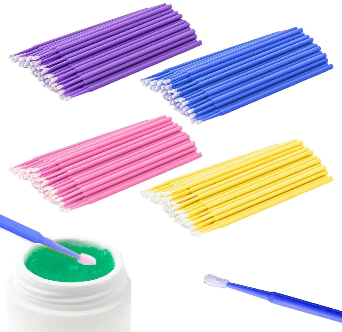 Allecto - Wegwerp Wimperborstels - Silicone Micro Applicator - Perfect voor Make-up en Wimperextensions - Set van 400 - Hoogwaardige Kwaliteit - Ge...