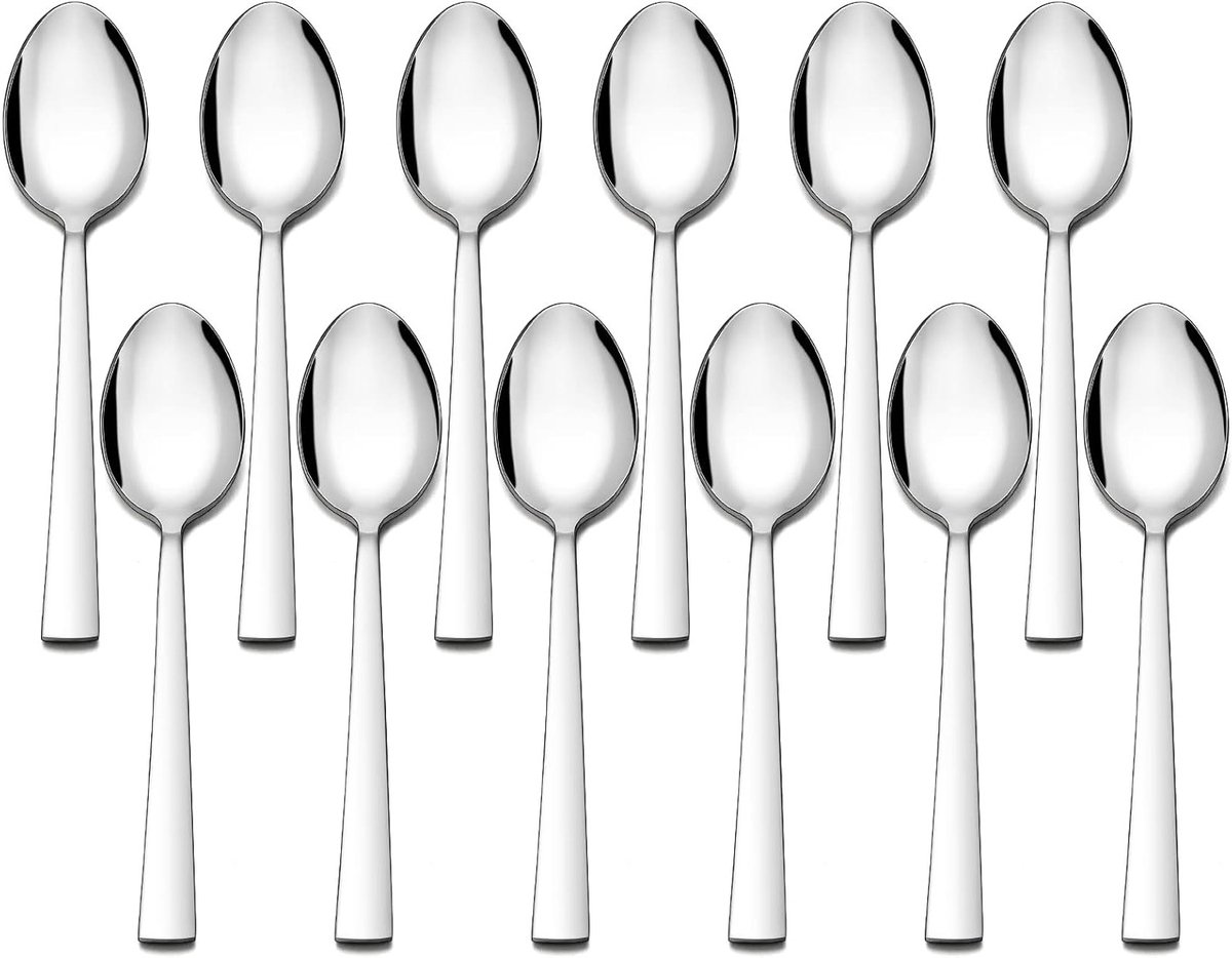12-delige Rvs Soeplepel Set - 20cm, Ergonomische Tafellepels voor Thuis en Restaurant