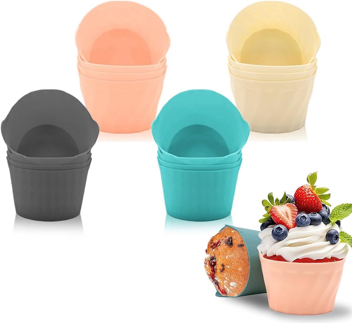Set van 16 Silicone Muffin Mallen voor Airfryer, Perfect voor Eieren, Desserts en Snacks