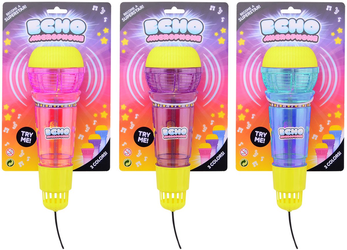 Echo Microfoon op kaart - Kinder microfoon -speelgoed - Microfoon 23 cm ( 1-stuk)